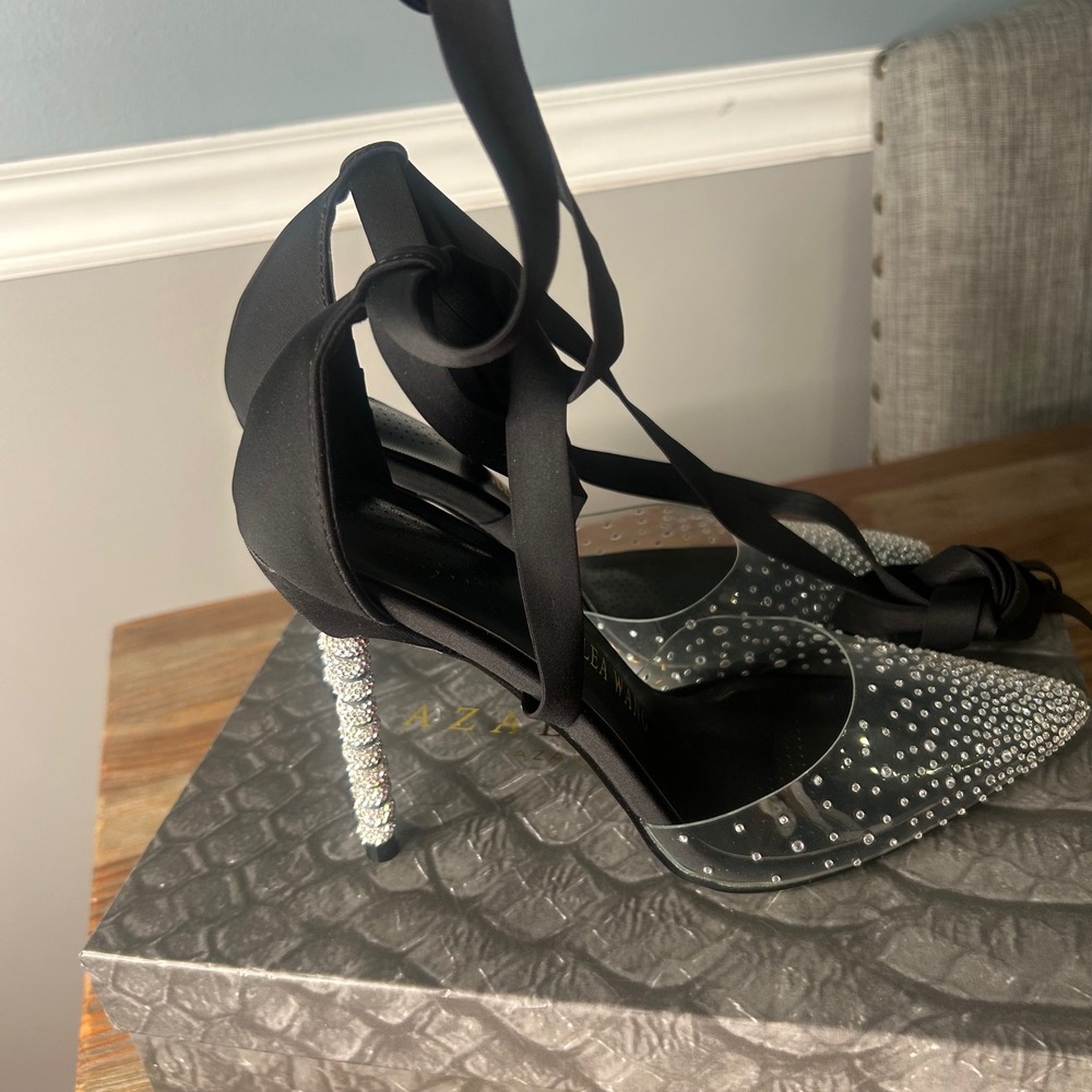 Azalea Wang Stiletto Heels Rhinestone Pumps Ankle Wrap Pointed Toe‎ 8.5 - Picture 8 of 9